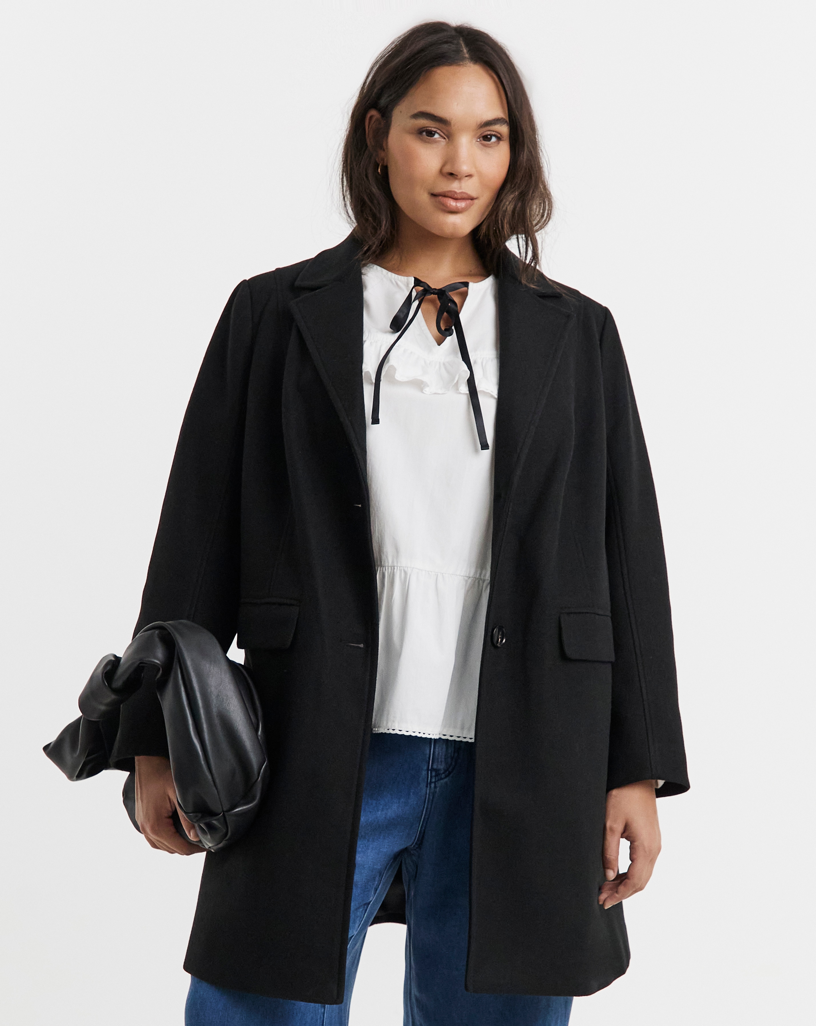 Black Short Faux Wool Coat