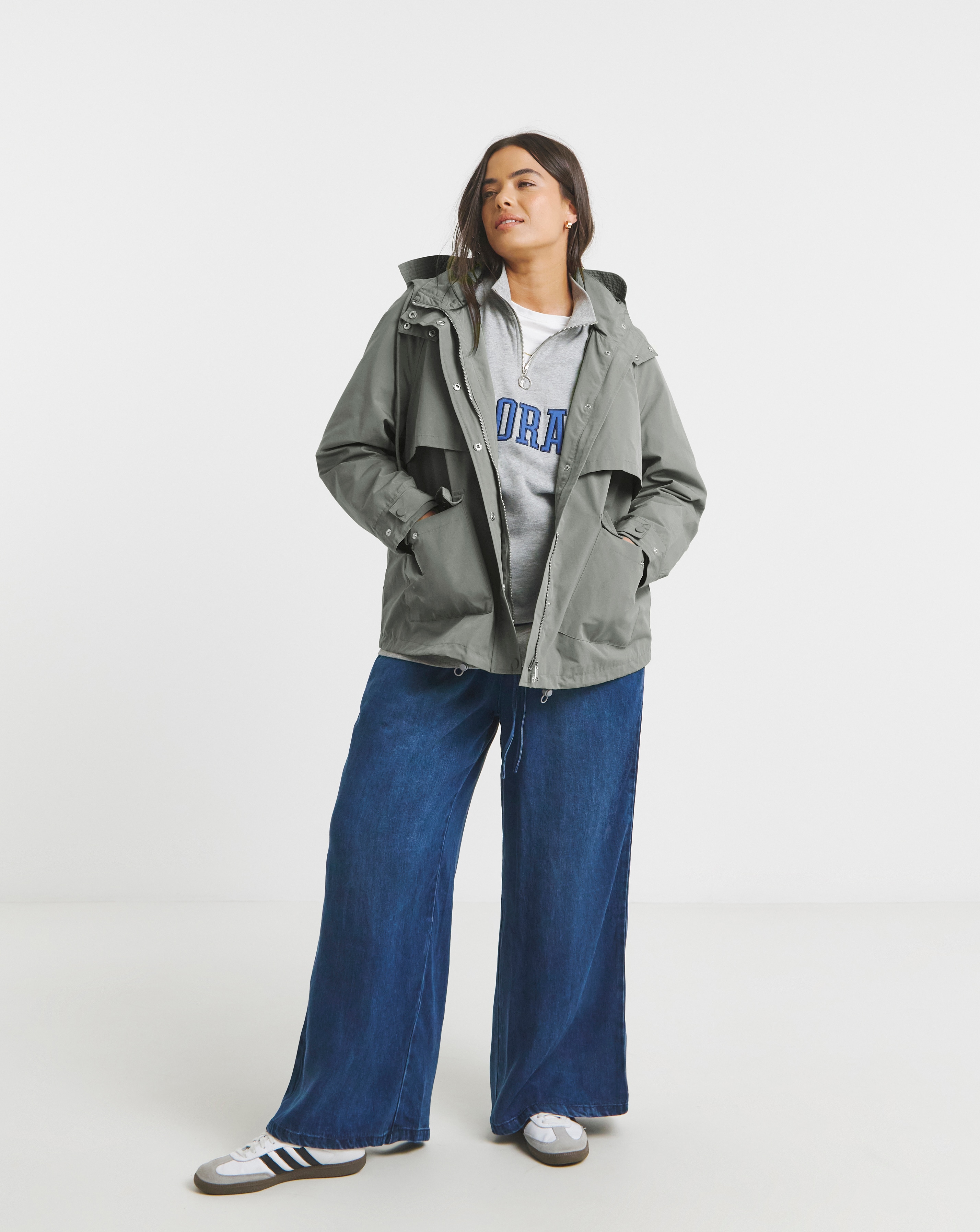 New In - Grey Short Storm Flap Parka