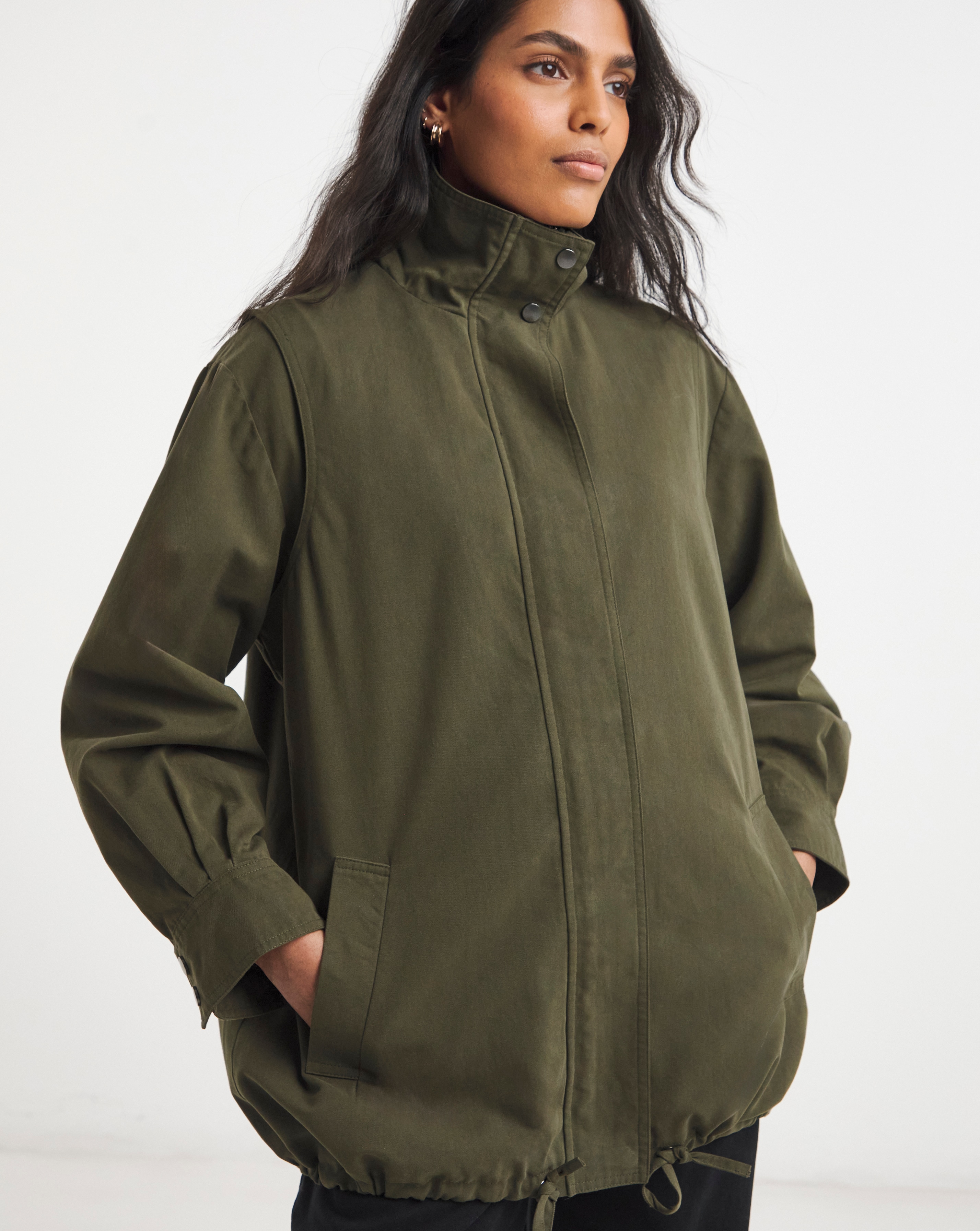 Simply Be Khaki Funnel Neck Jacket