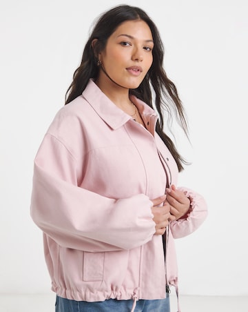 Pink Cotton Lyocell Short Parka Jacket