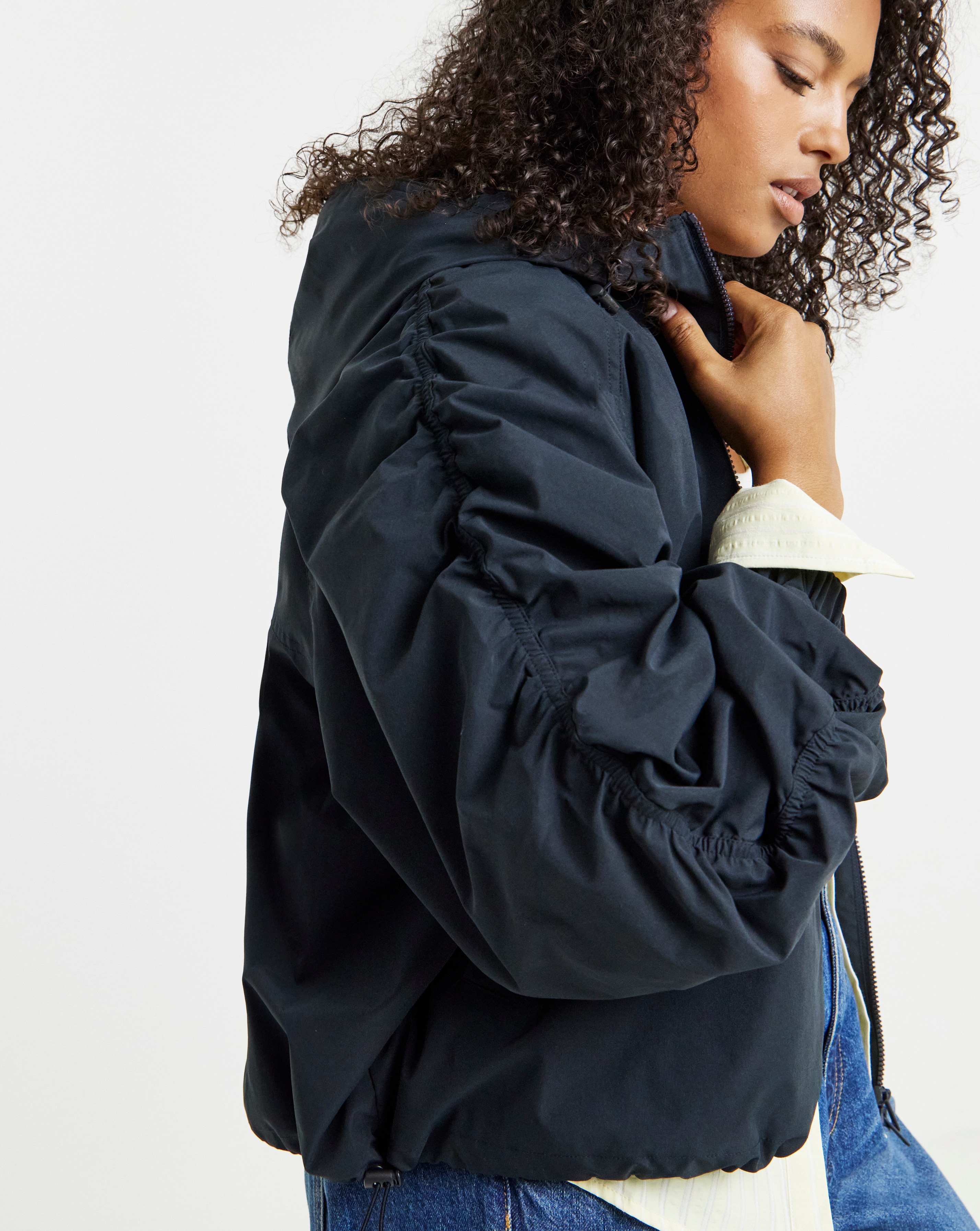 Dark Navy Hooded Wind Breaker Jacket
