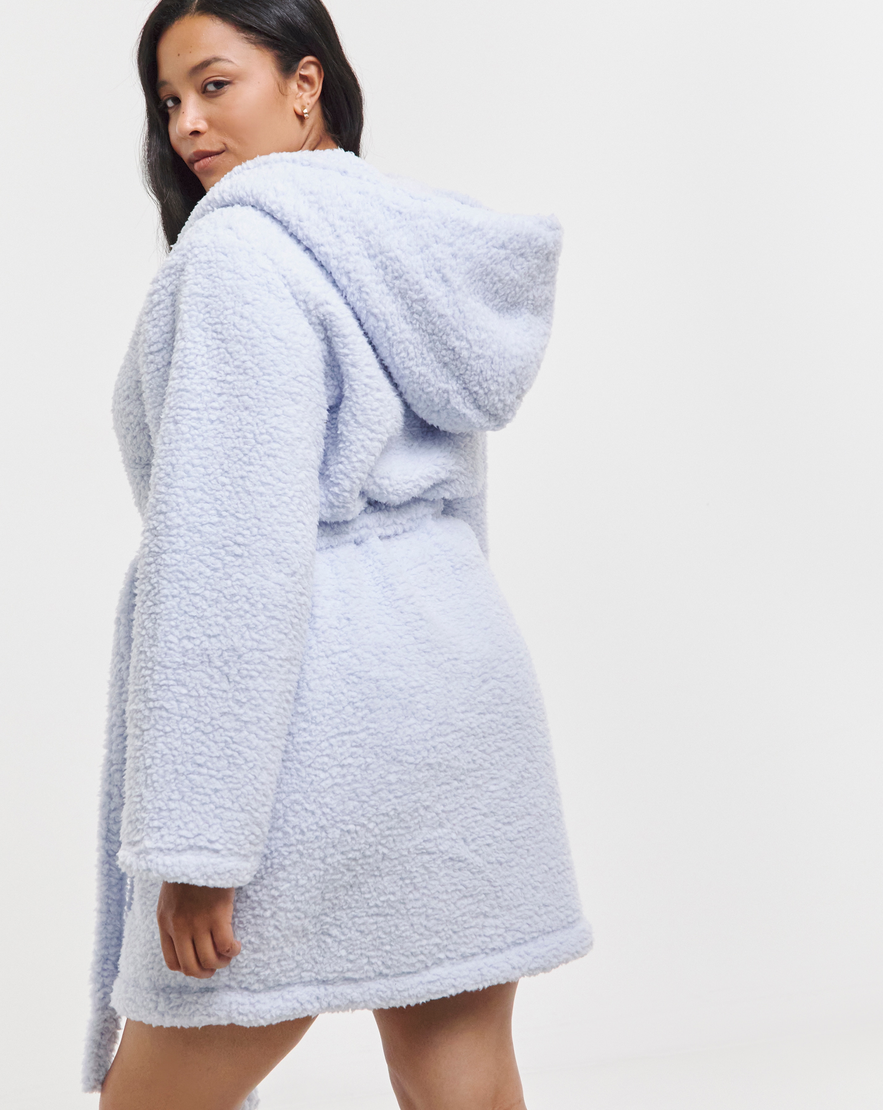 Women's short hooded dressing gown hotsell