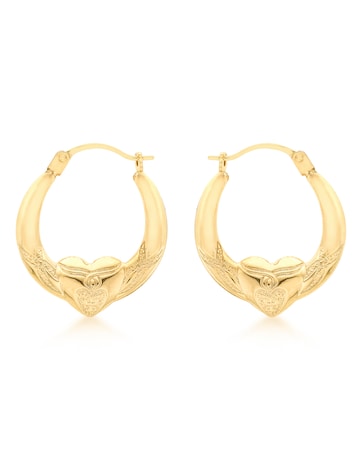 9ct Gold Heart Creole Earrings