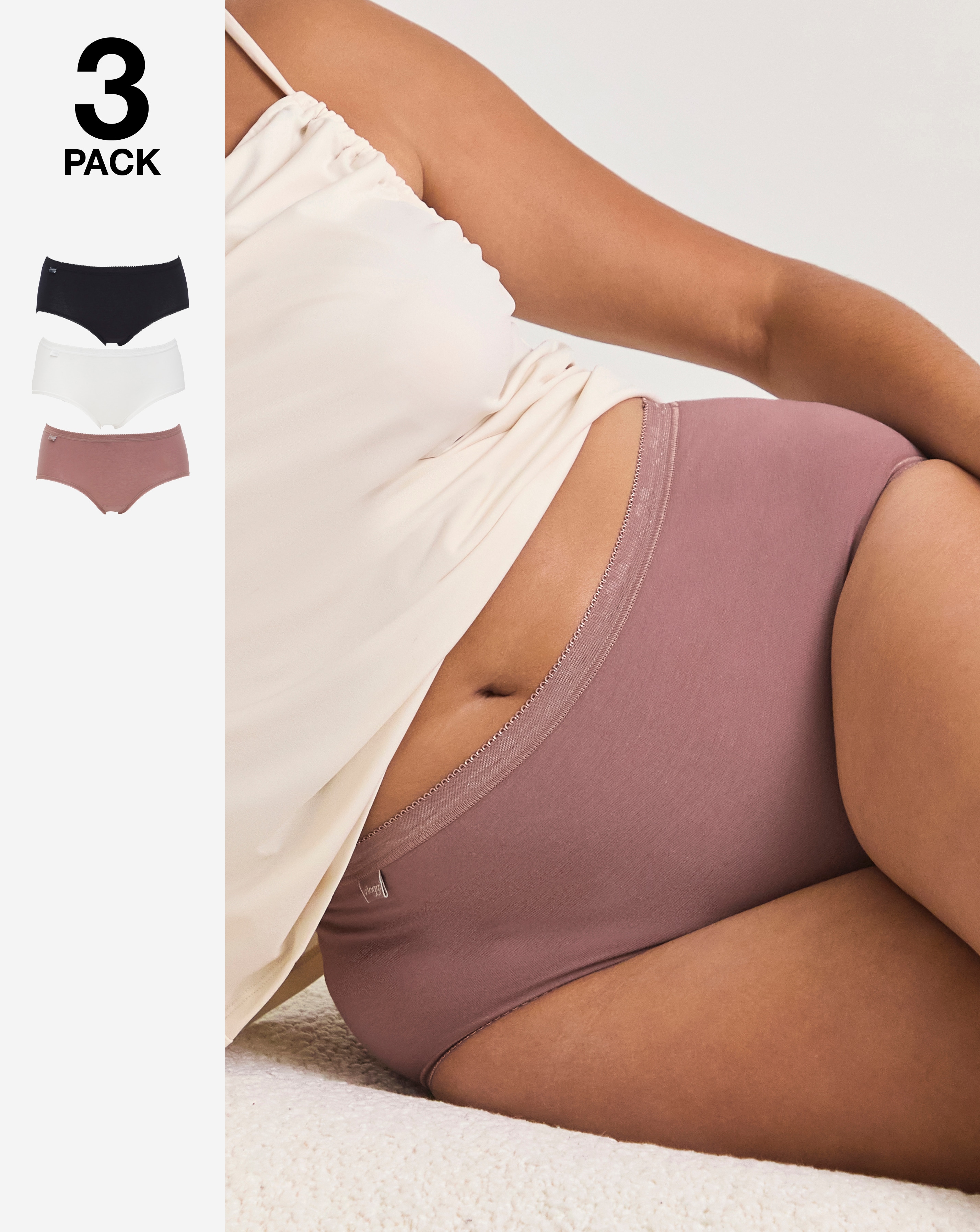 Sloggi 3Pk Basic Midi Knicker Cocoa Mult