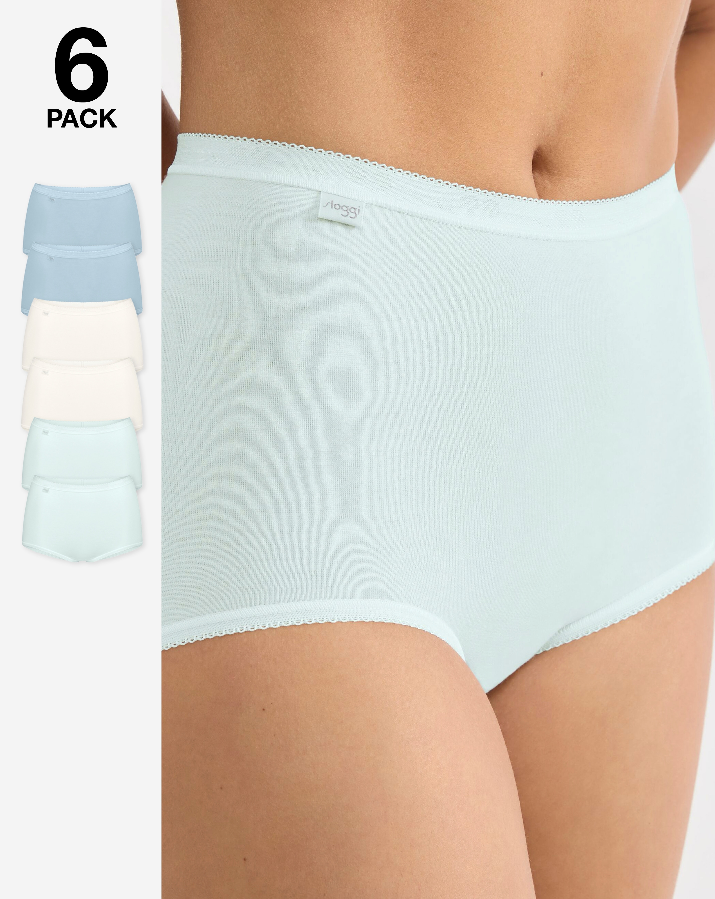 New In - Sloggi 6Pk Basic Maxi Briefs Mint Multi