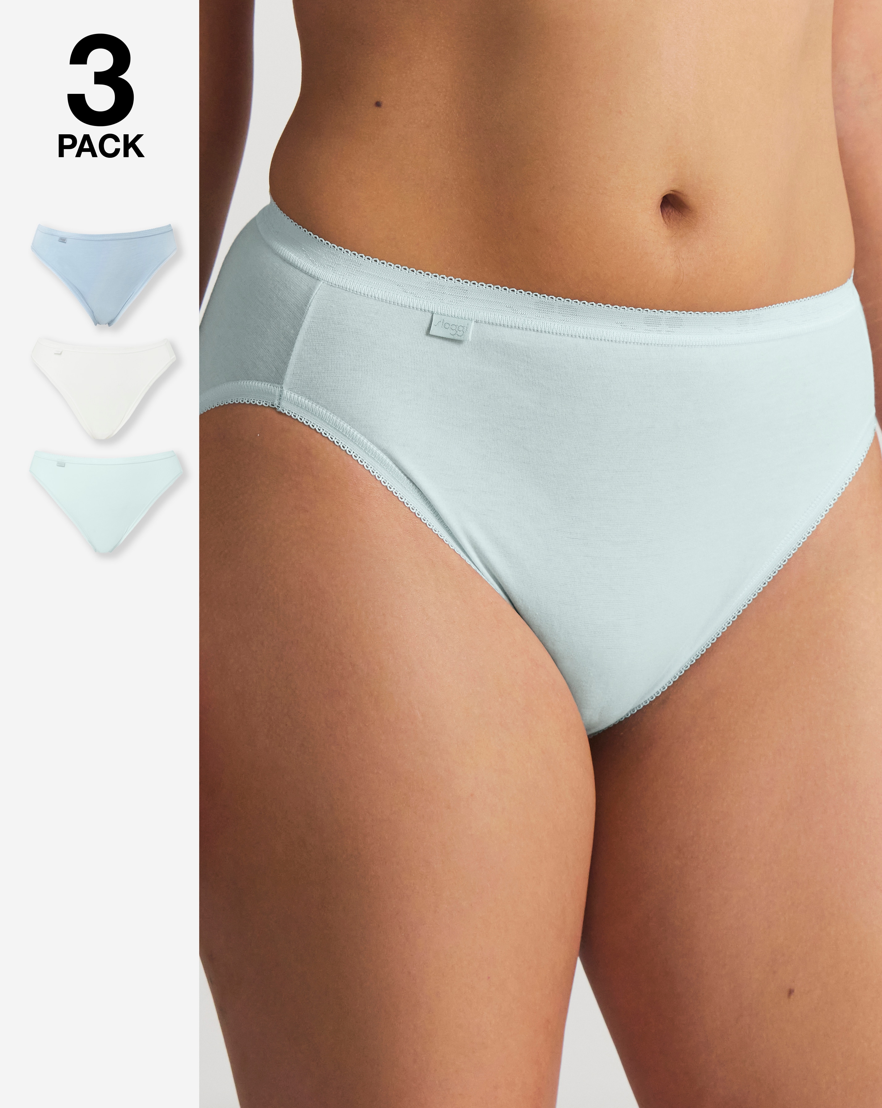 Sloggi 3Pk Tai Hi Leg Knicker Mint Multi
