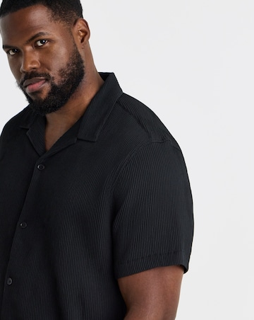 Jack & Jones Harrison Textured Shirt & Short Set - Black