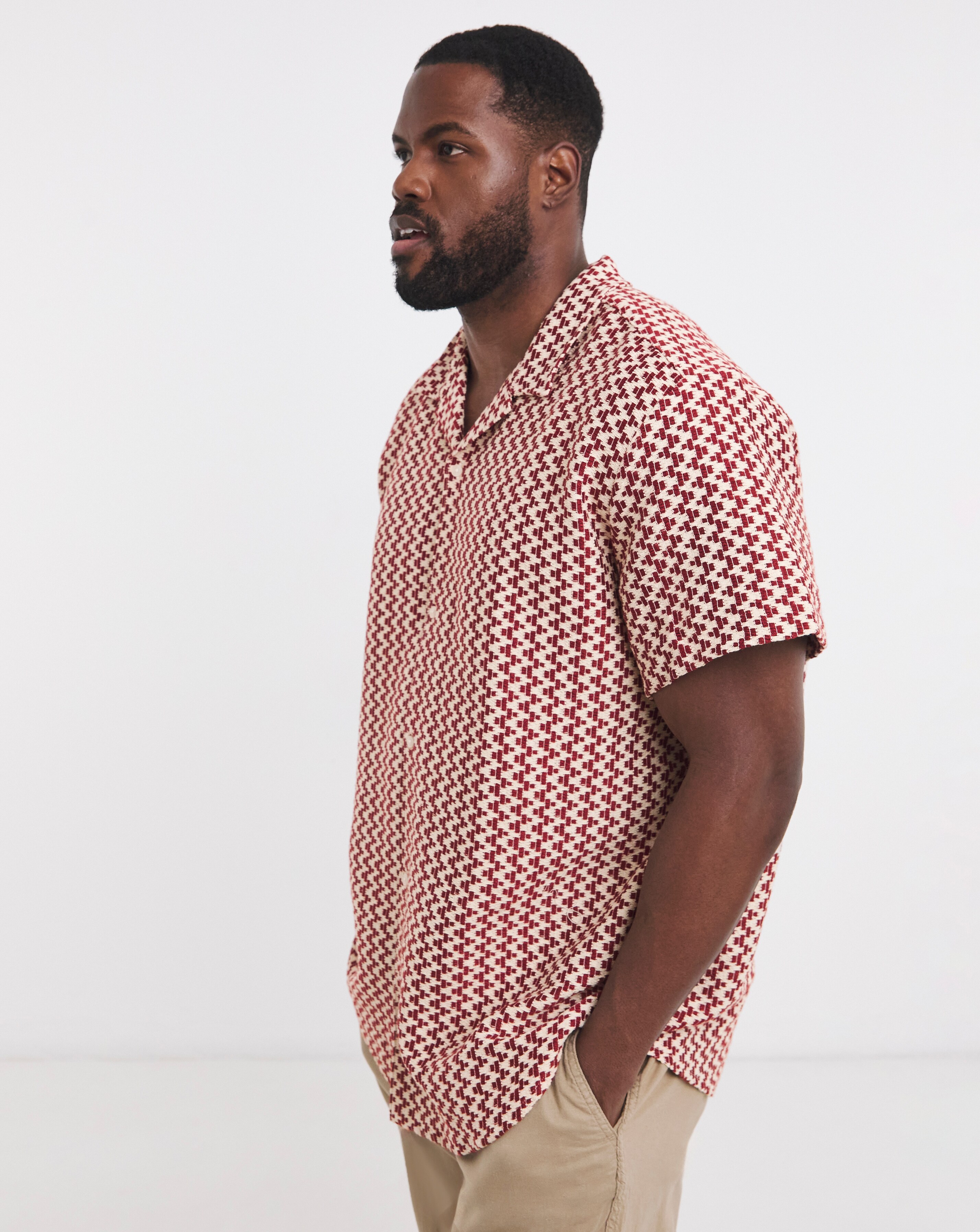 New In - Jack & Jones Montauk Crochet Shirt - Red