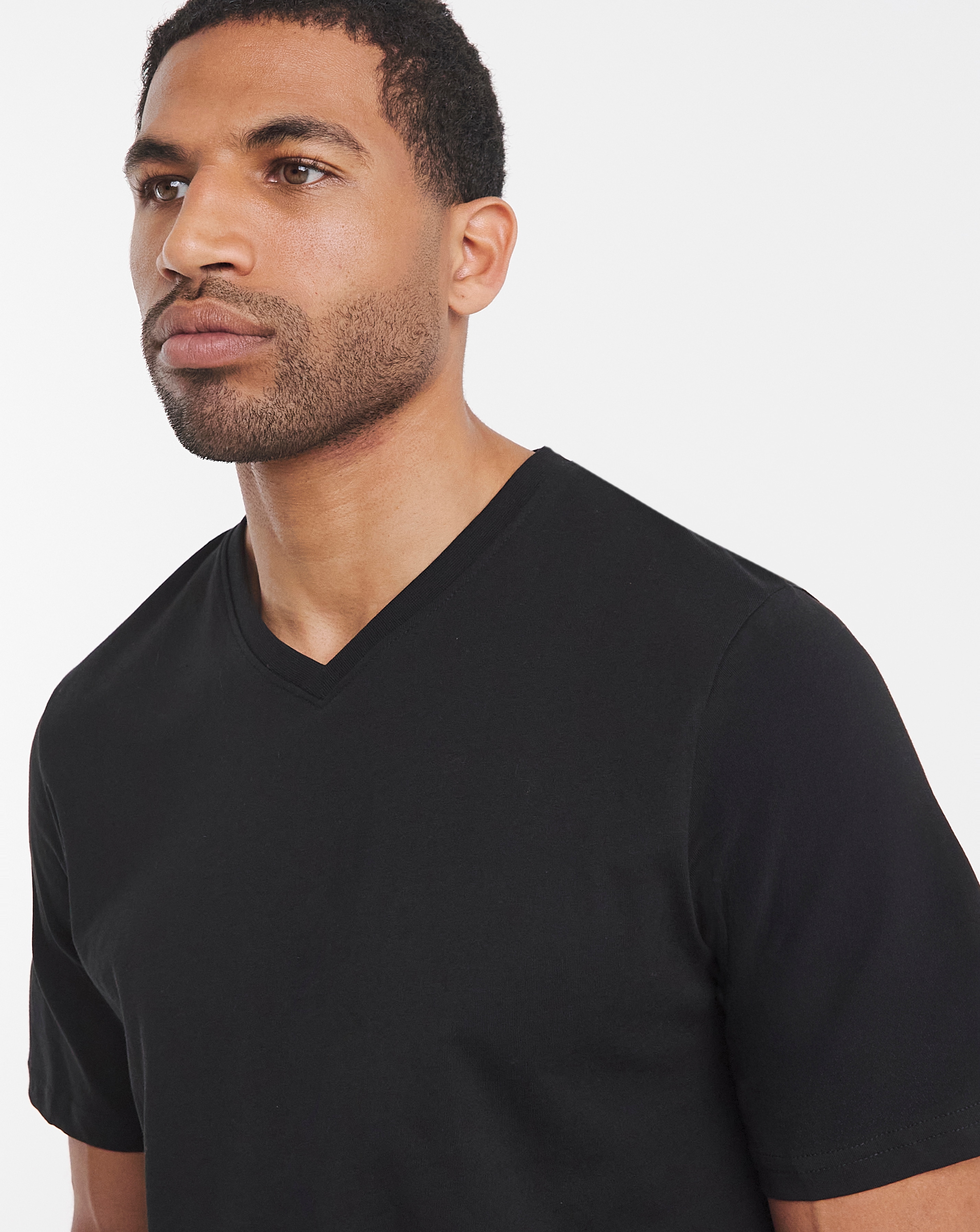 Pure Cotton V Neck T-Shirt Extra Long