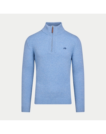 Raging Bull Chunky Fleck Quarter Zip Knit Chambray