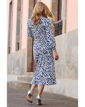 Sosandar Abstract Print Twist Detail Jersey Midi Dress