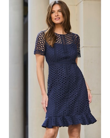 Sosandar Geo Lace Fit & Flare Dress