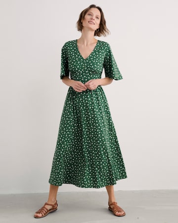 Seasalt Cornwall Chateau Dress (Half Sleeve) Bud Flower Dark Forage