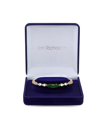 Jon Richard Gold Plated Cubic Zirconia Emerald Green Pear Bracelet - Gift Boxed