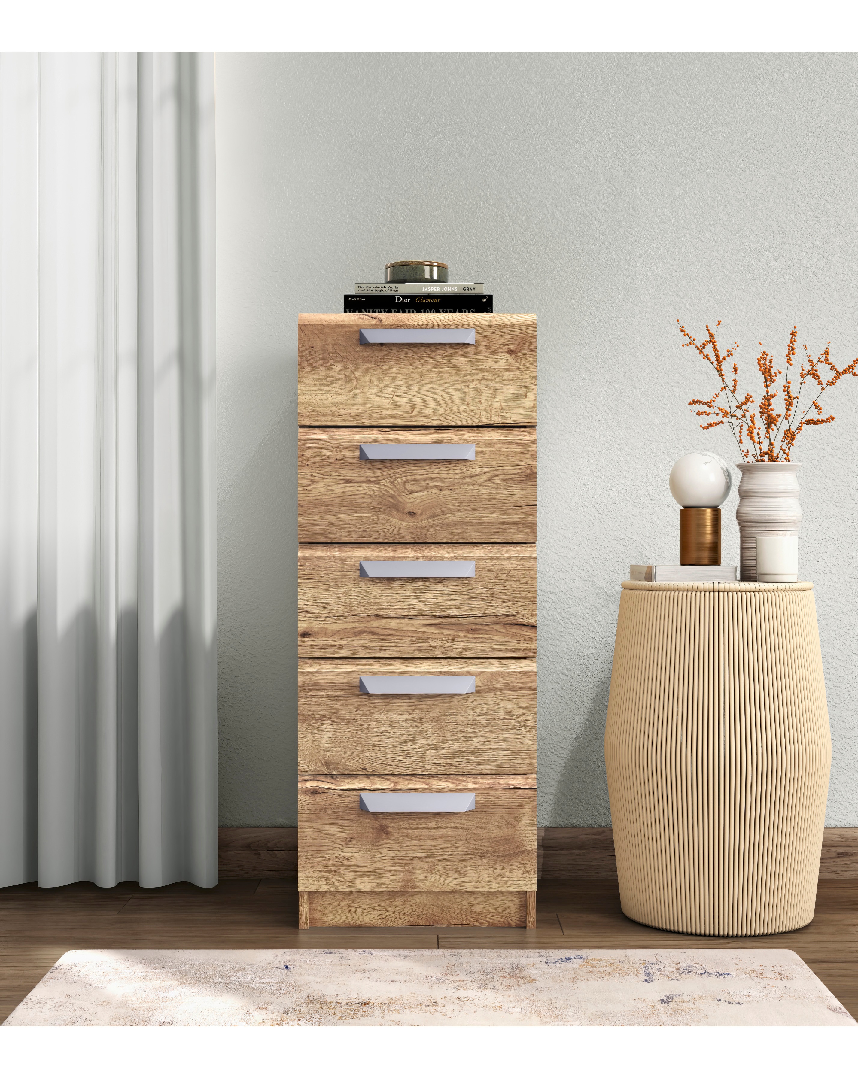 Lugo Assembled 5 Drawer Tallboy Chest