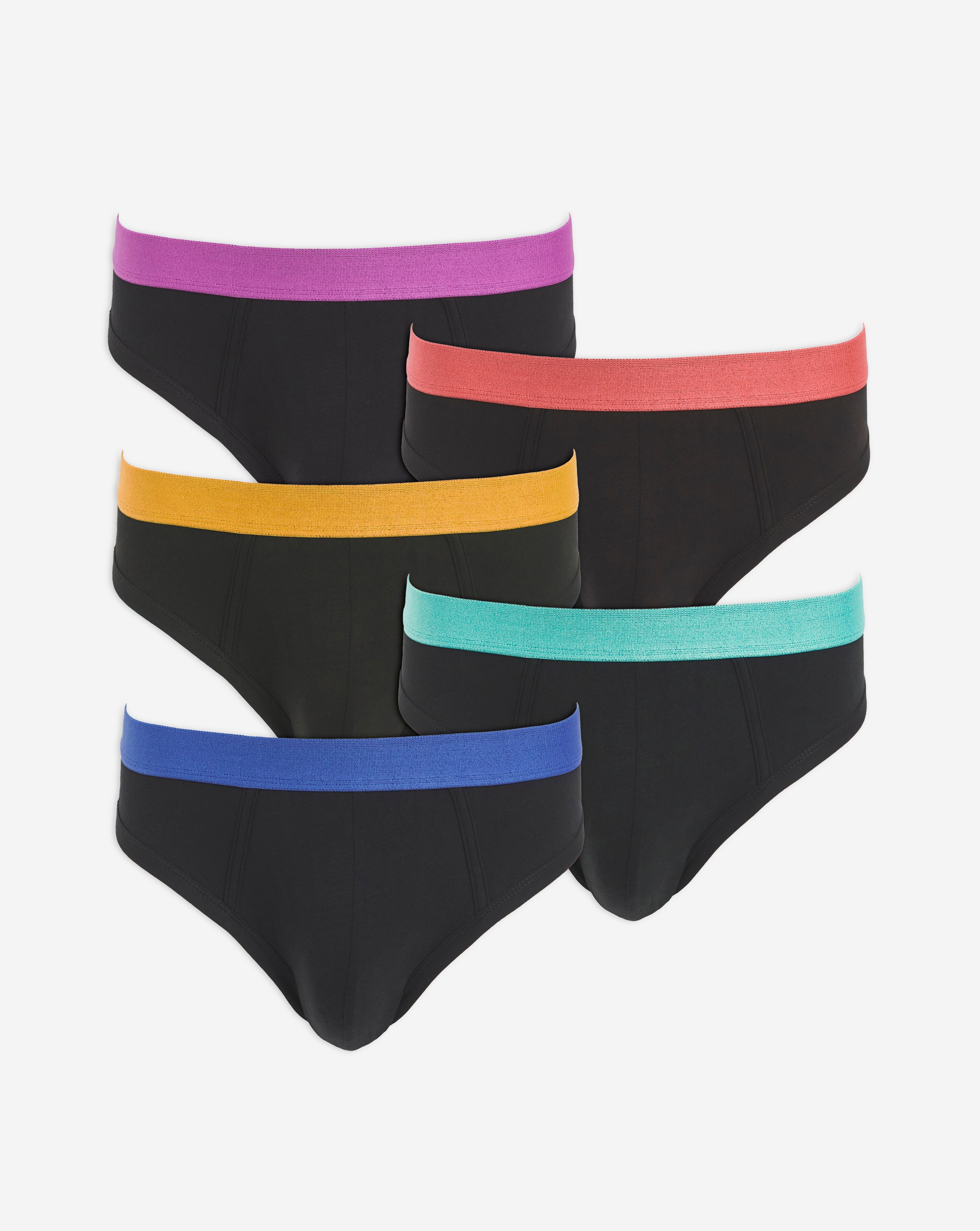 5 Pack Contrast Waistband Briefs