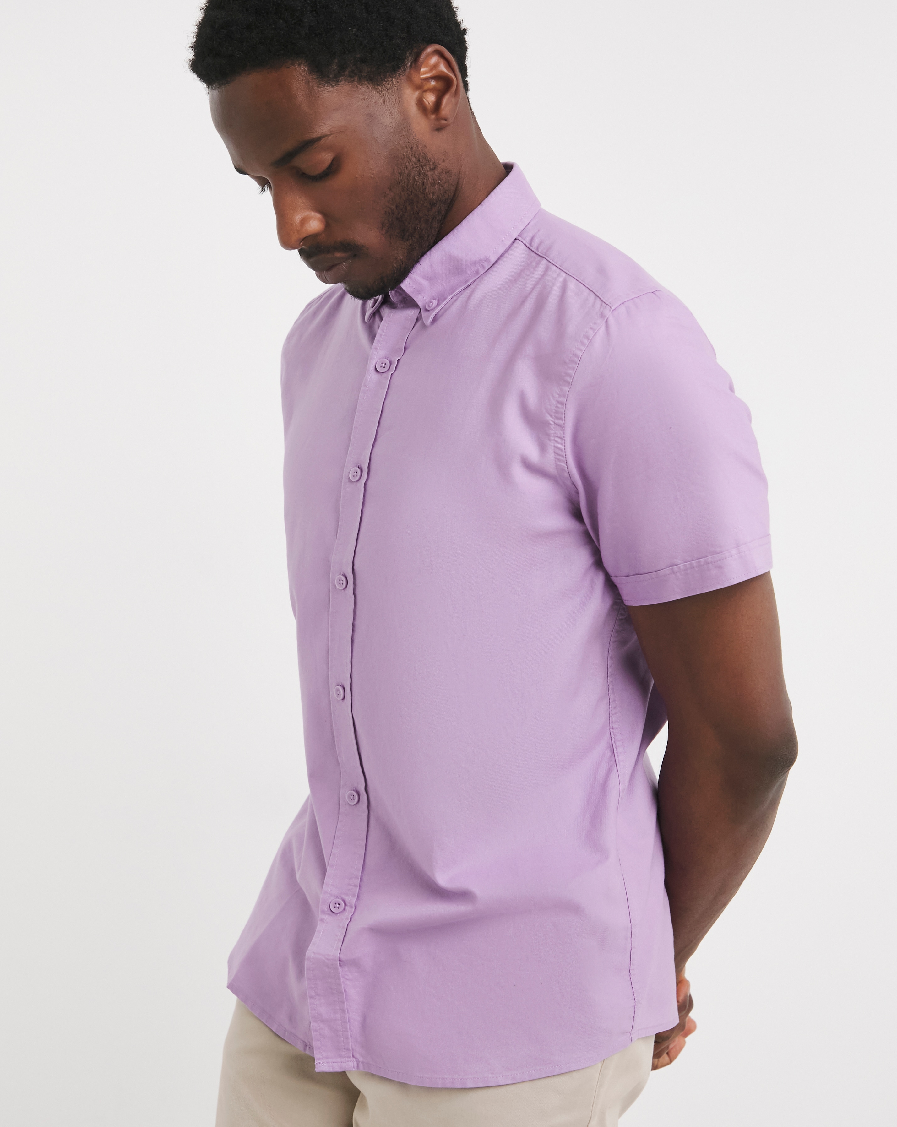 Short Sleeve Lilac Oxford Shirt Regular