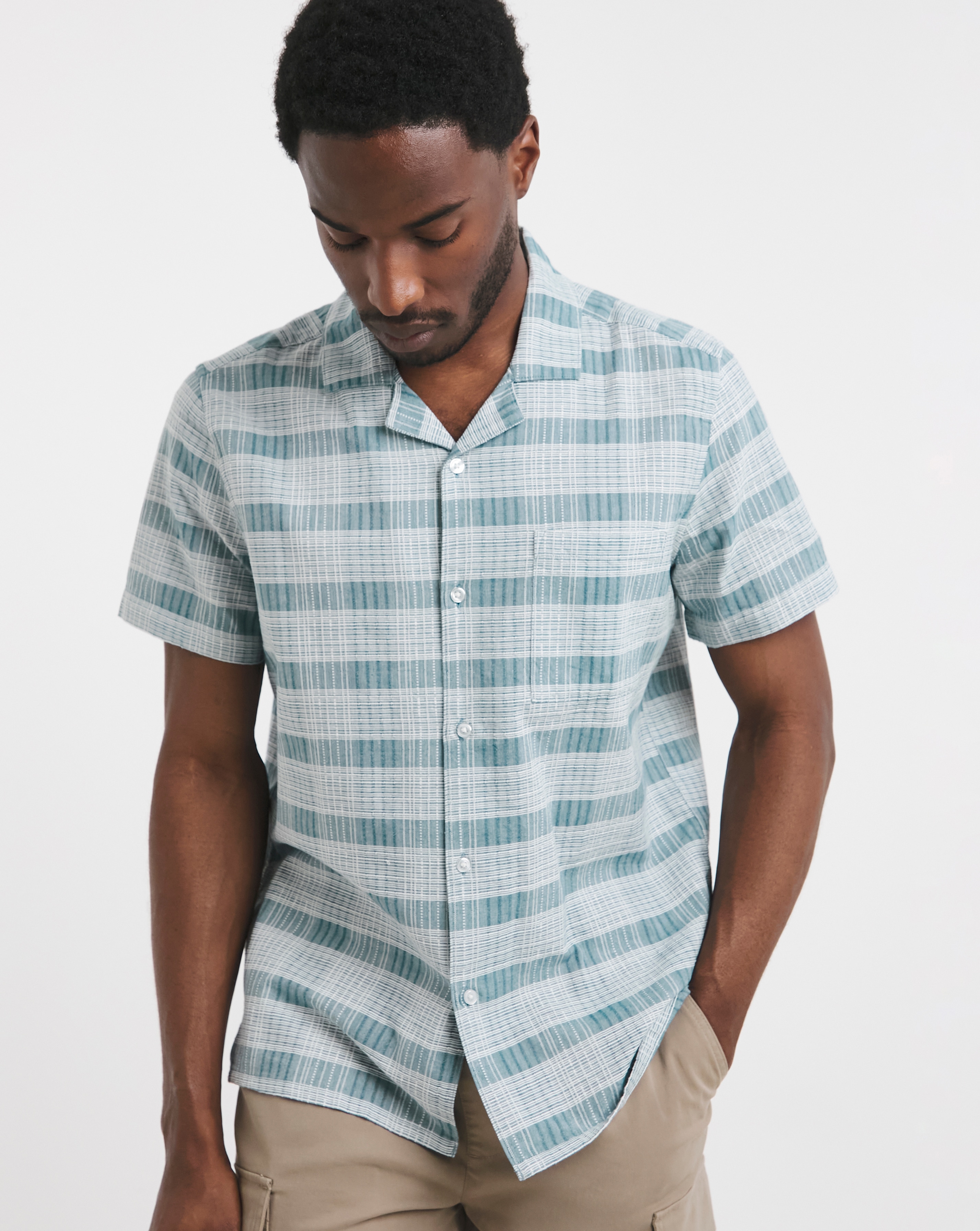 Short Sleeve Textured Check Shirt