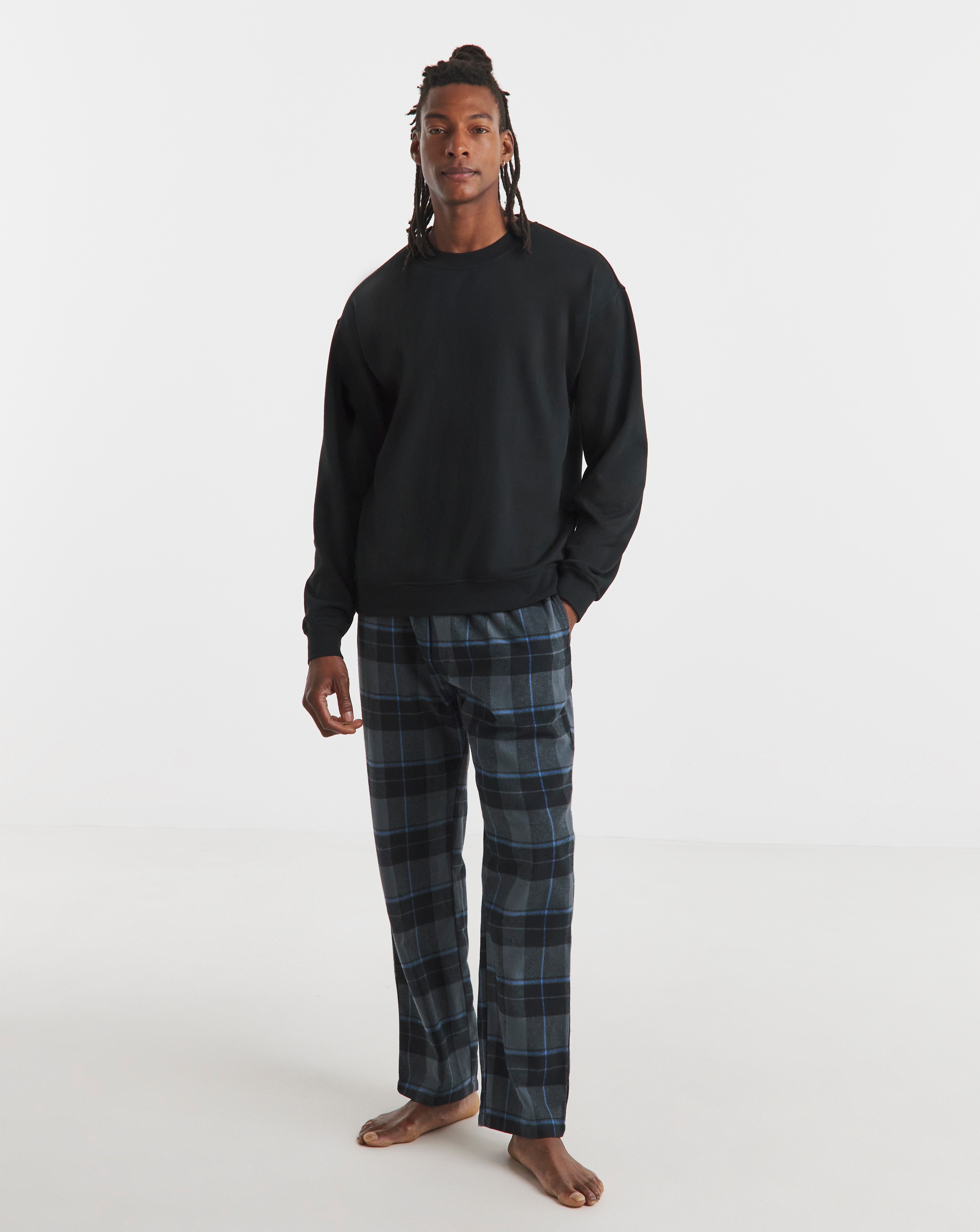 Crew Sweatshirt and Check Bottom Set