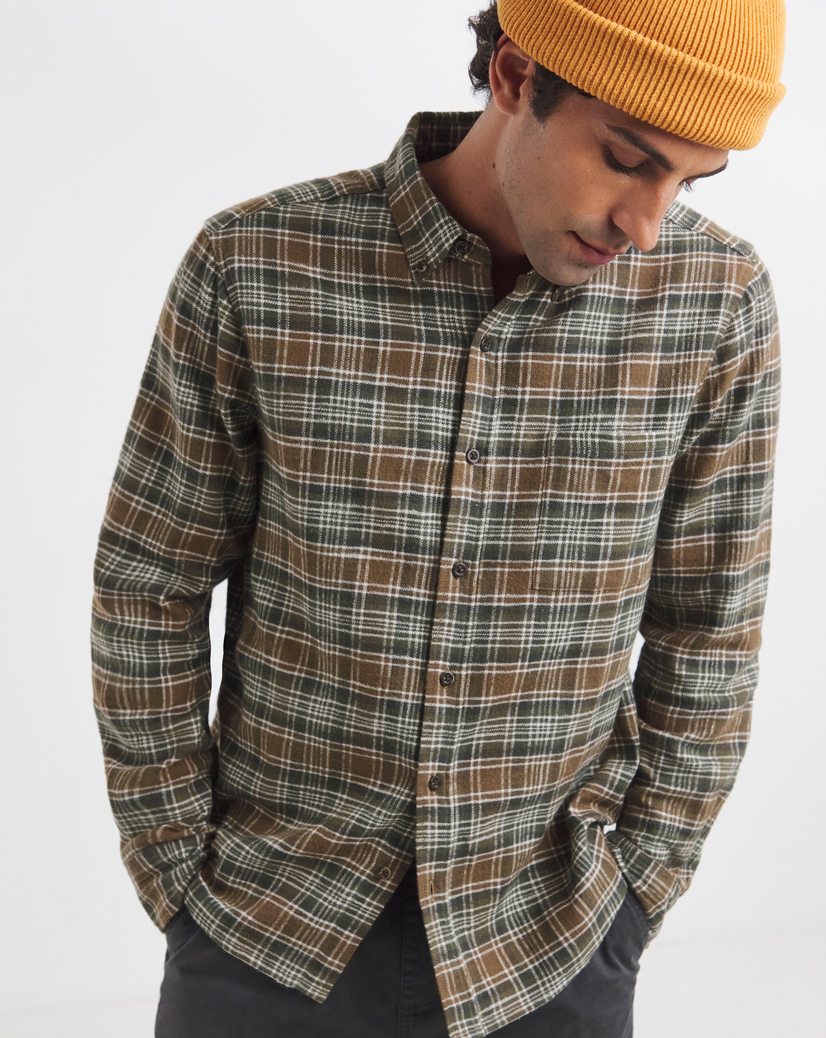 New In - Cotton Rich Flannel Check Shirt Regular