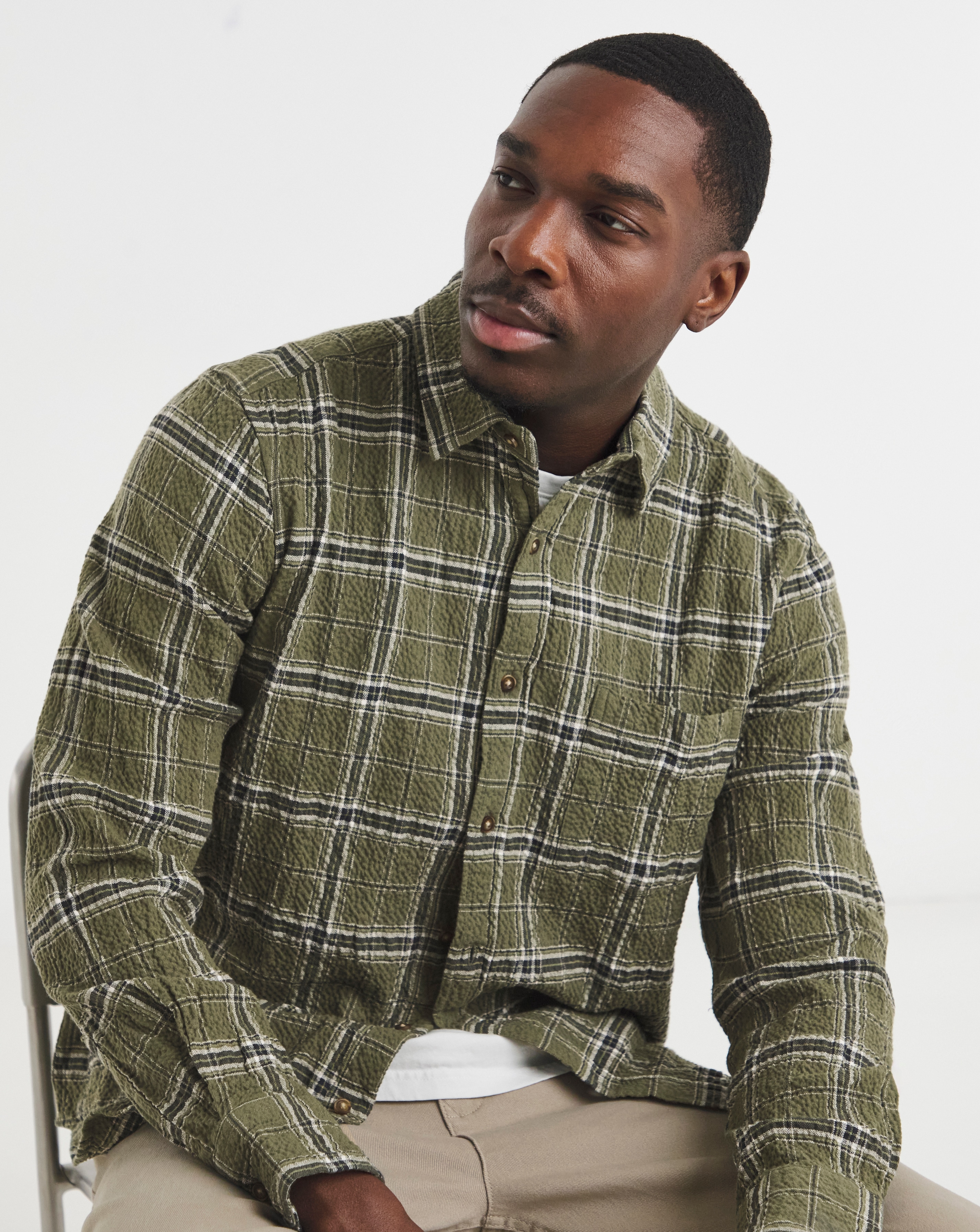 New In - Seersucker Check Long Sleeve Shirt
