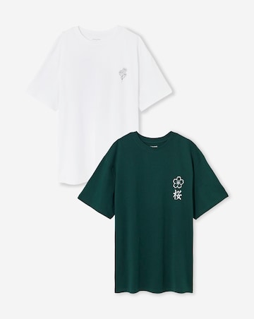 Jack & Jones Dylan 2-pack Back Graphic T-Shirt - Green/White