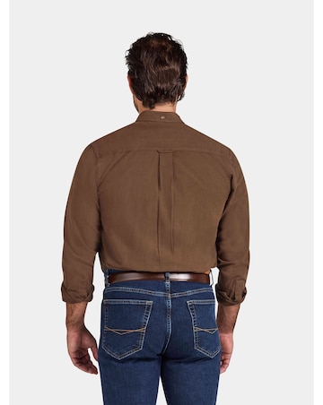 Raging Bull Long Sleeve Brushed Two Tone Bold Herringbone Shirt Brown