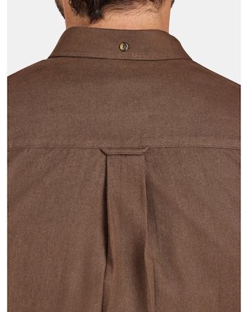 Raging Bull Long Sleeve Brushed Two Tone Bold Herringbone Shirt Brown