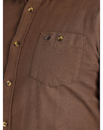 Raging Bull Long Sleeve Brushed Two Tone Bold Herringbone Shirt Brown