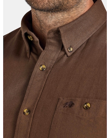 Raging Bull Long Sleeve Brushed Two Tone Bold Herringbone Shirt Brown
