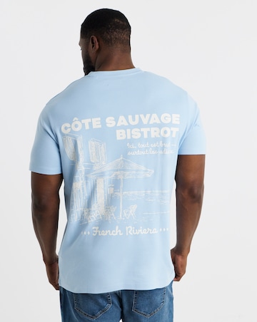 Jack & Jones Premium French Bistrot Back Graphic T-Shirt - Blue