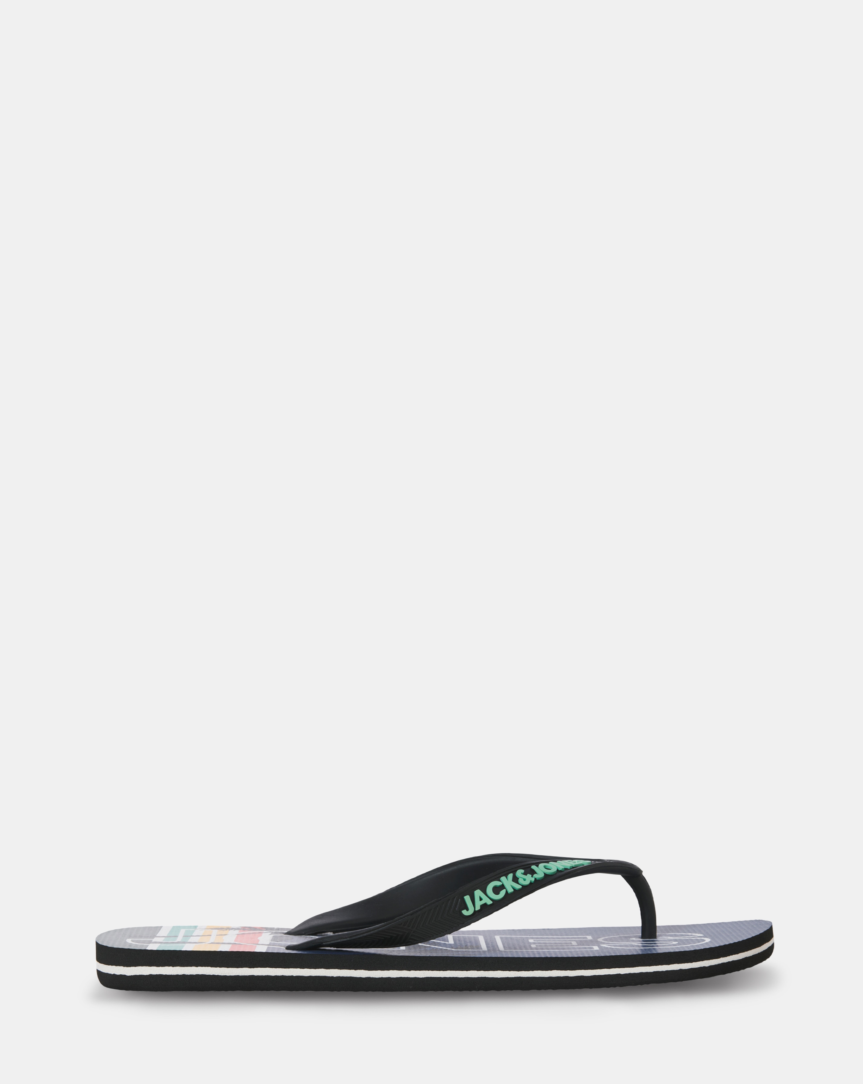 New In - Jack & Jones Palm Print Flip Flop - Navy