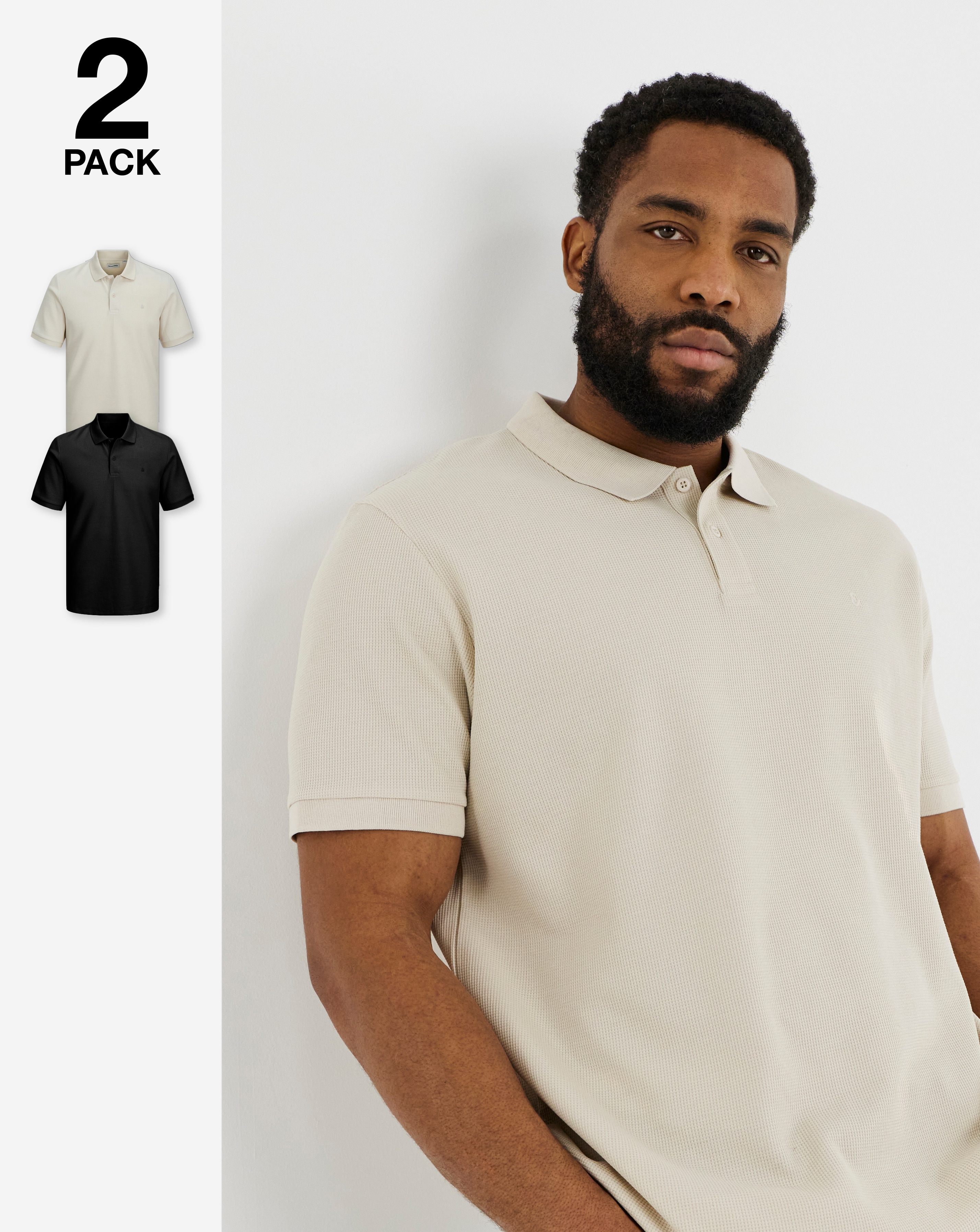 Jack & Jones Austin Waffle Polo 2 Pack
