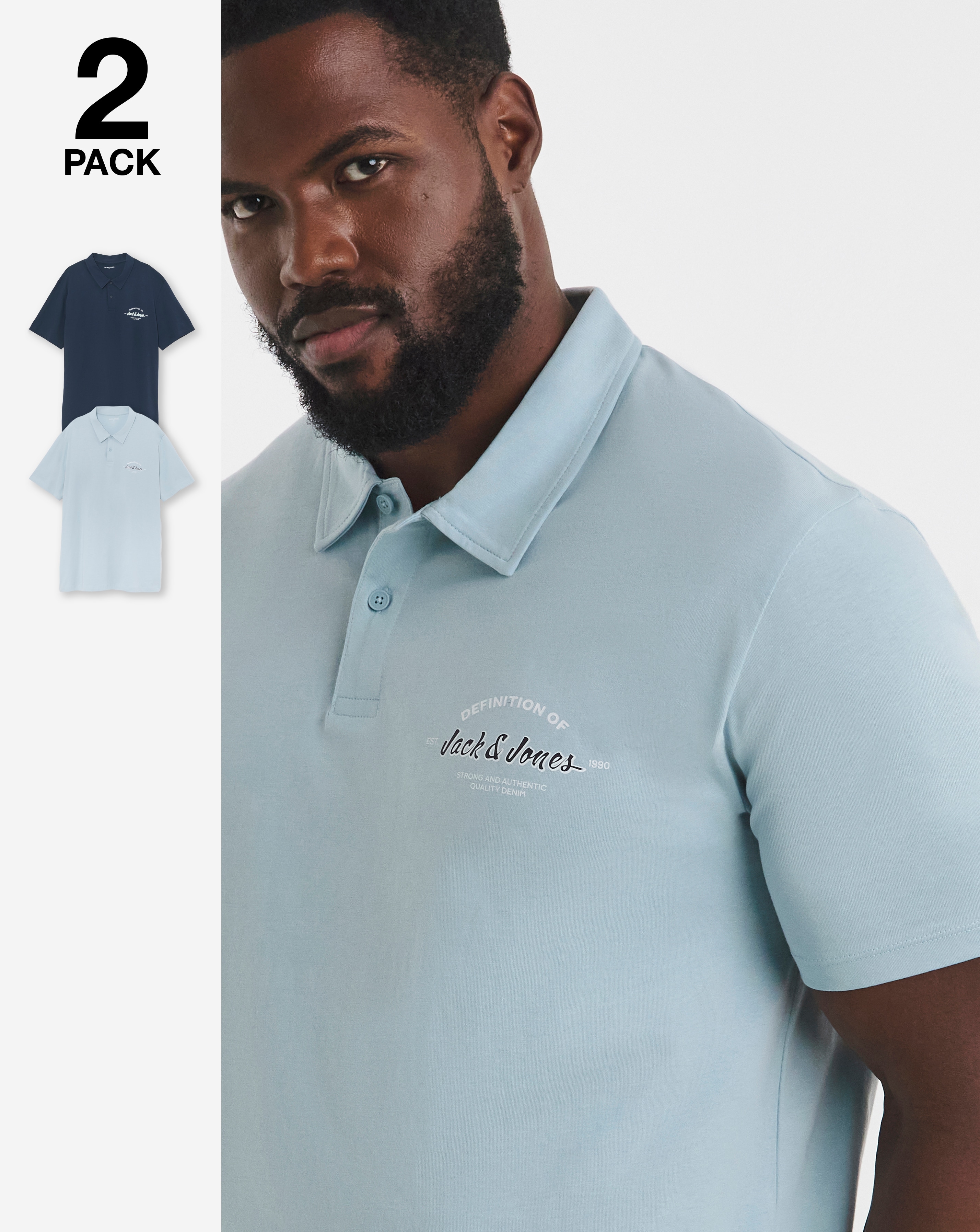 New In - Jack & Jones Brandon Logo Polo 2 Pack