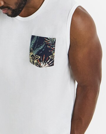 Jack & Jones Honolulu Printed Pocket Tank 2 Pack - Navy/White