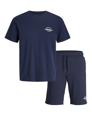 Jack & Jones Brandon Logo T-Shirt & Short Set - Navy