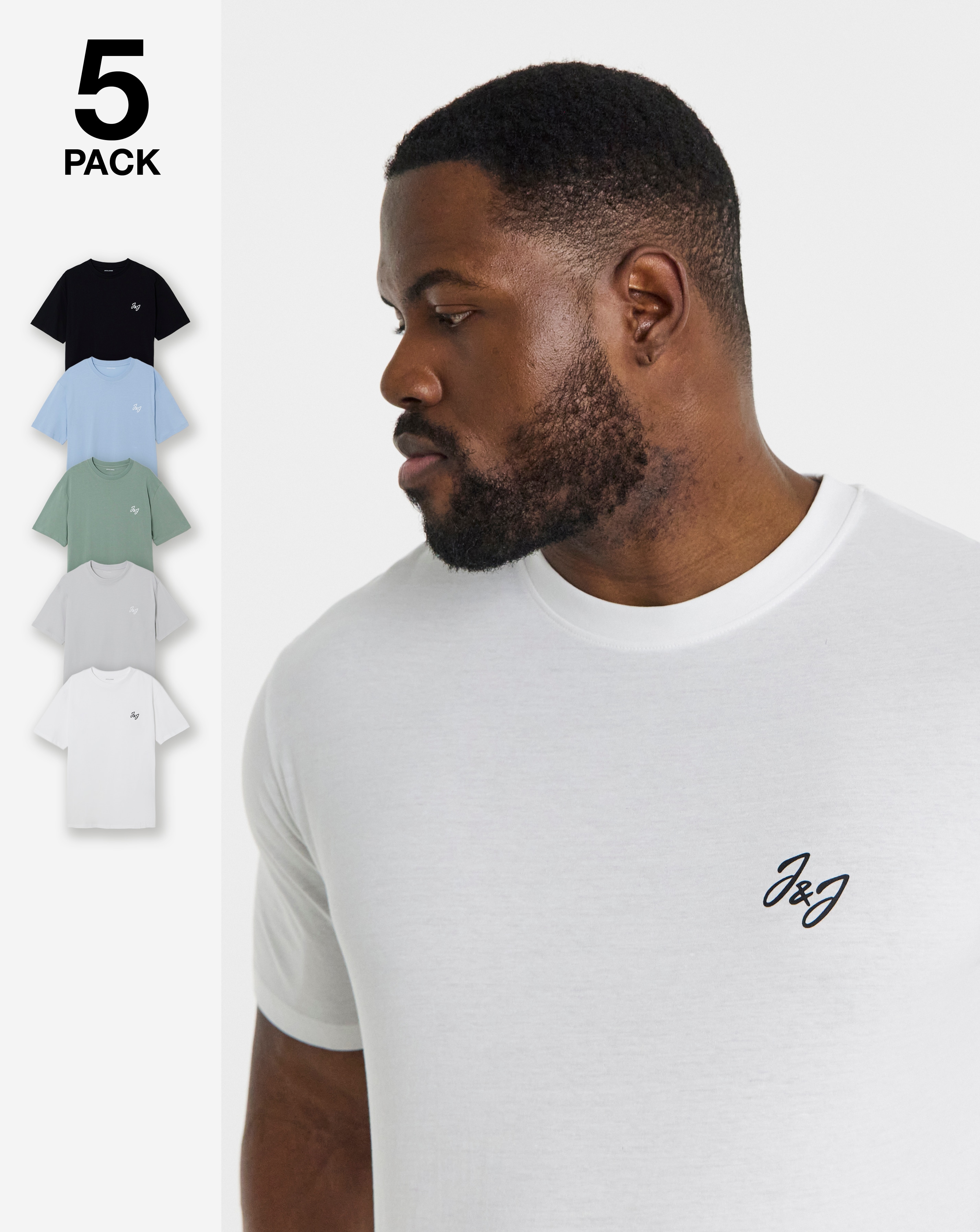 Jack & Jones Joseph 5 Pack T-Shirt
