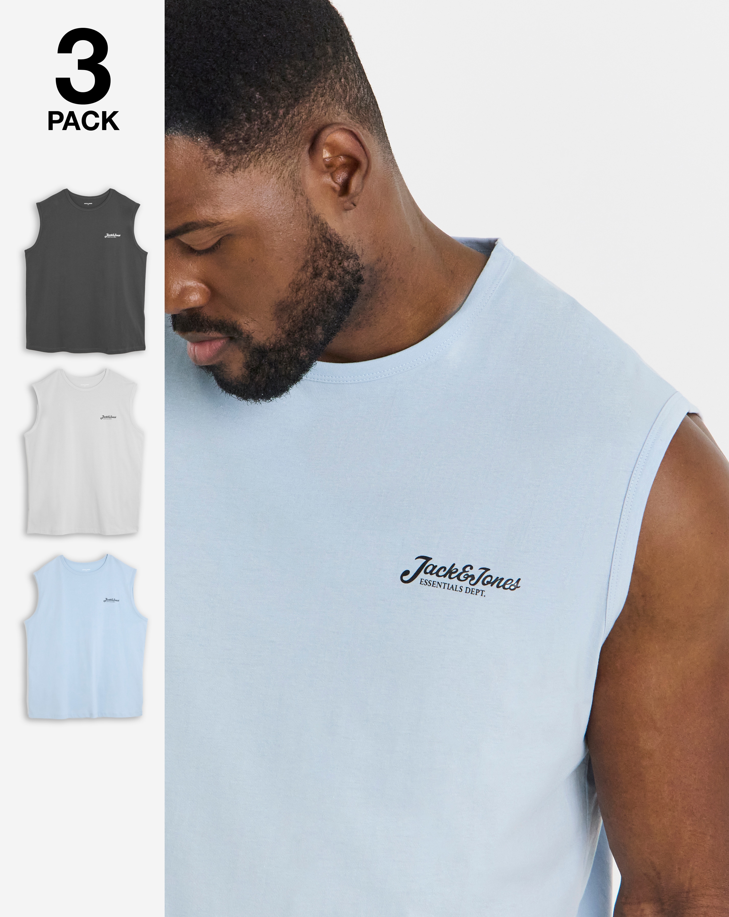 New In - Jack & Jones Beau Tank Top 3 Pack