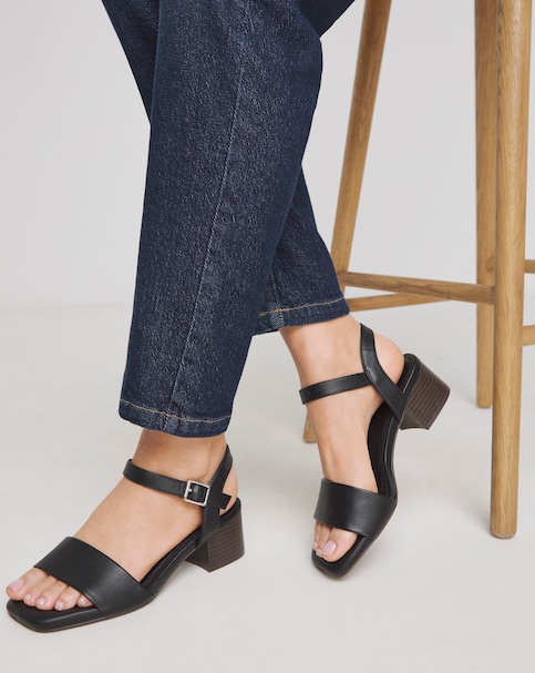 Low Block Heel Barely There Sandal Wide