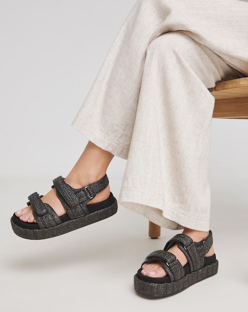 Raffia Chunky Footbed Sandal ExWide