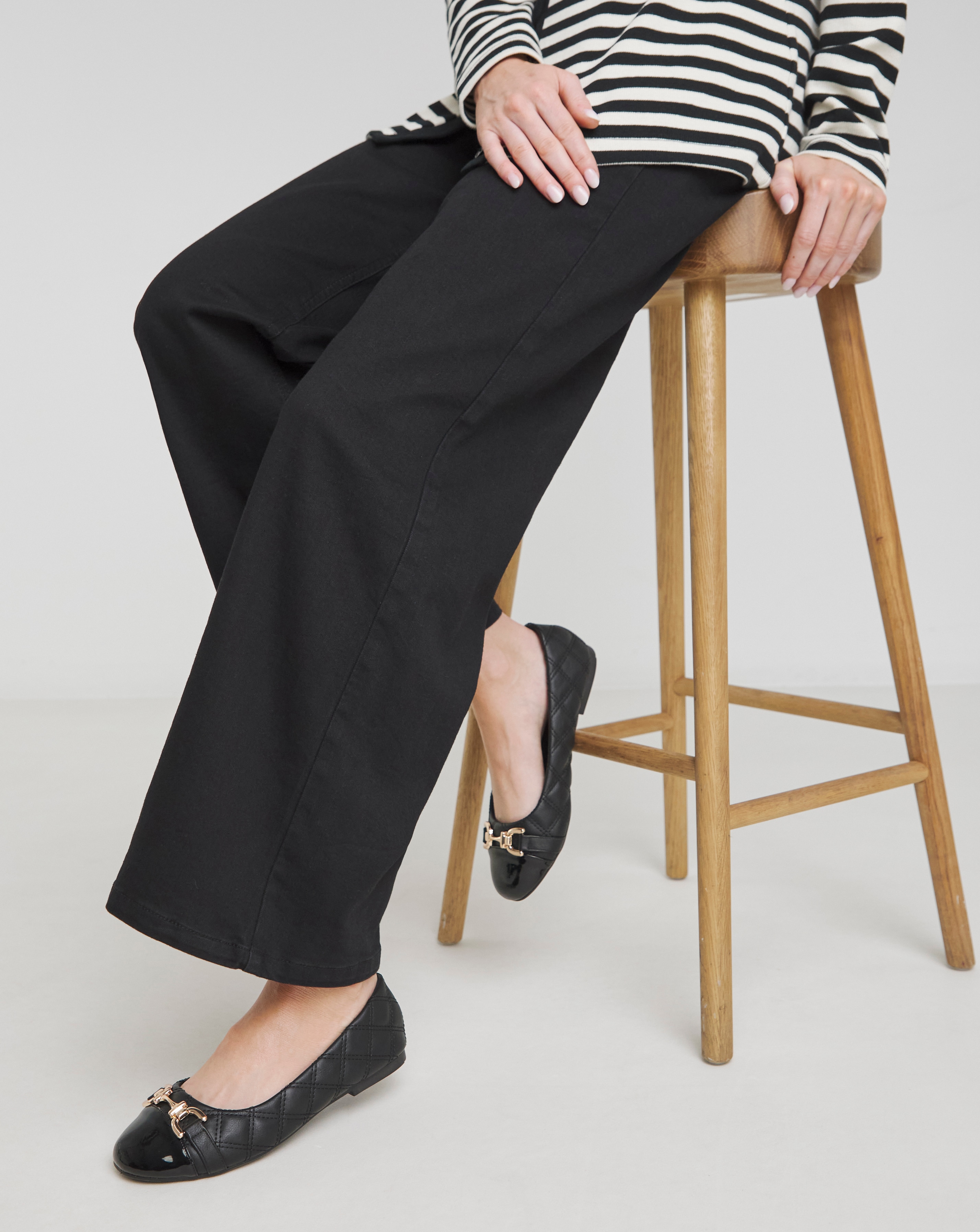 Toe Cap Hardware Detail Ballerina Wide