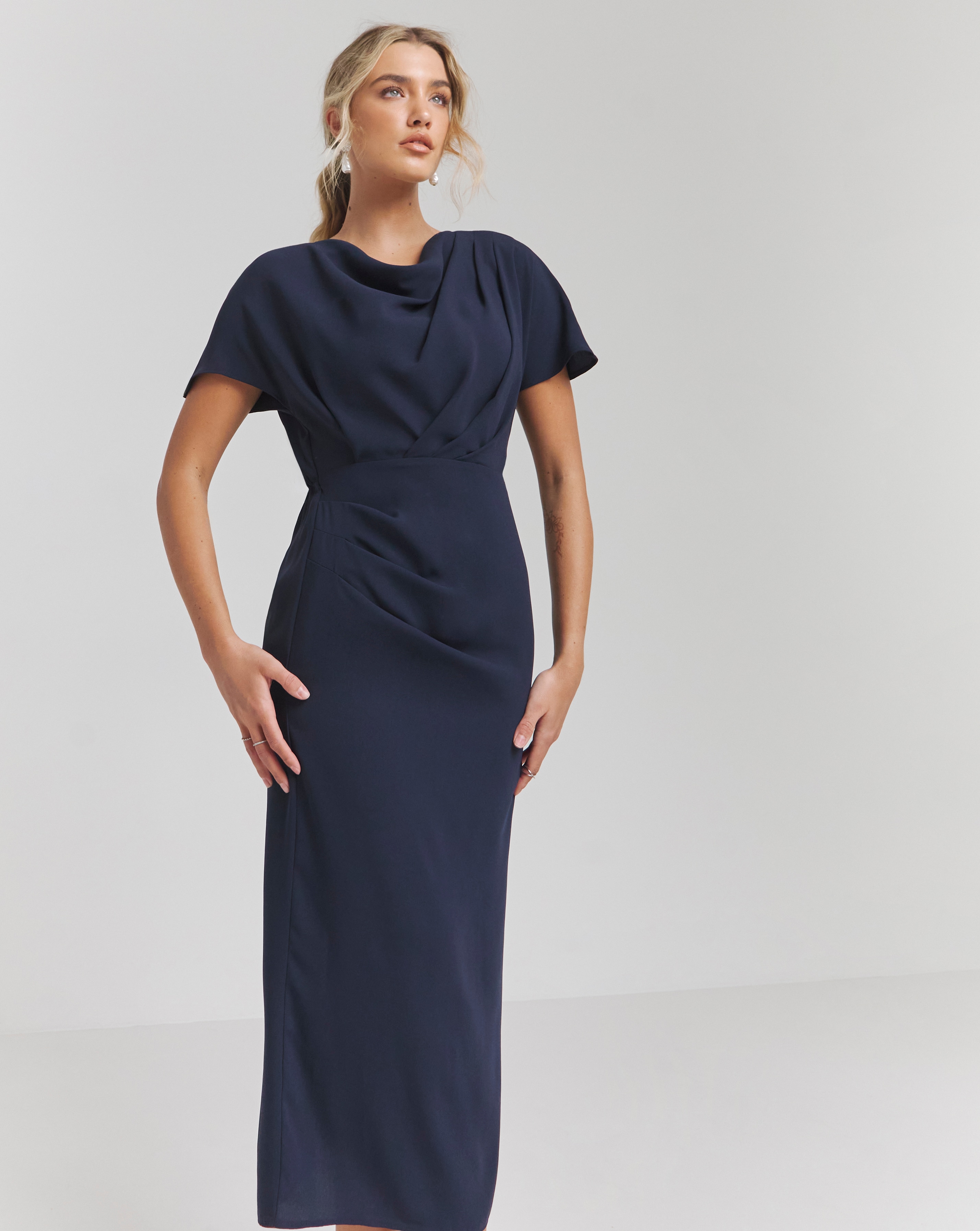 Joanna Hope Draped Midi Dress