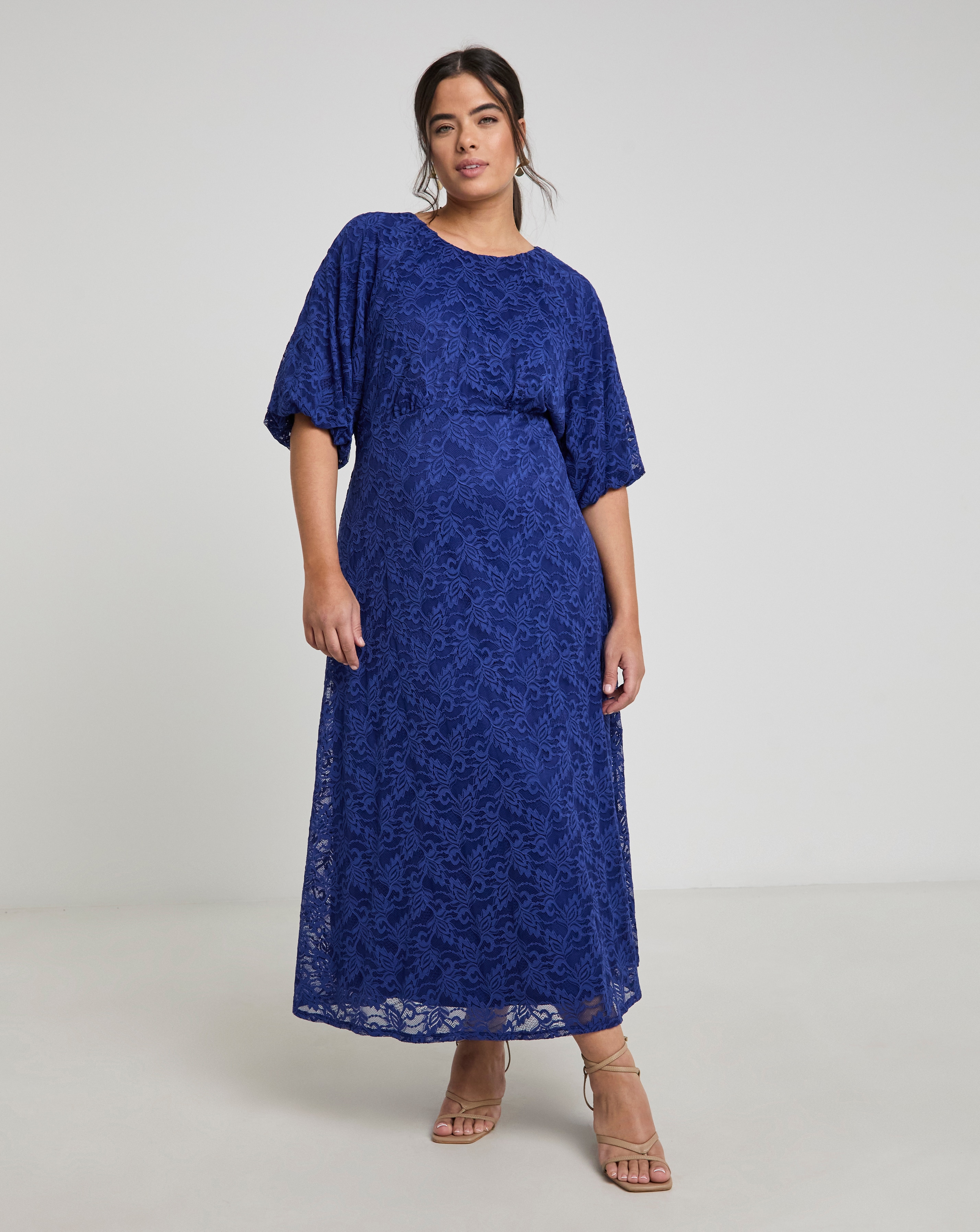 Joanna Hope Lace Dress With Puff Sleeves