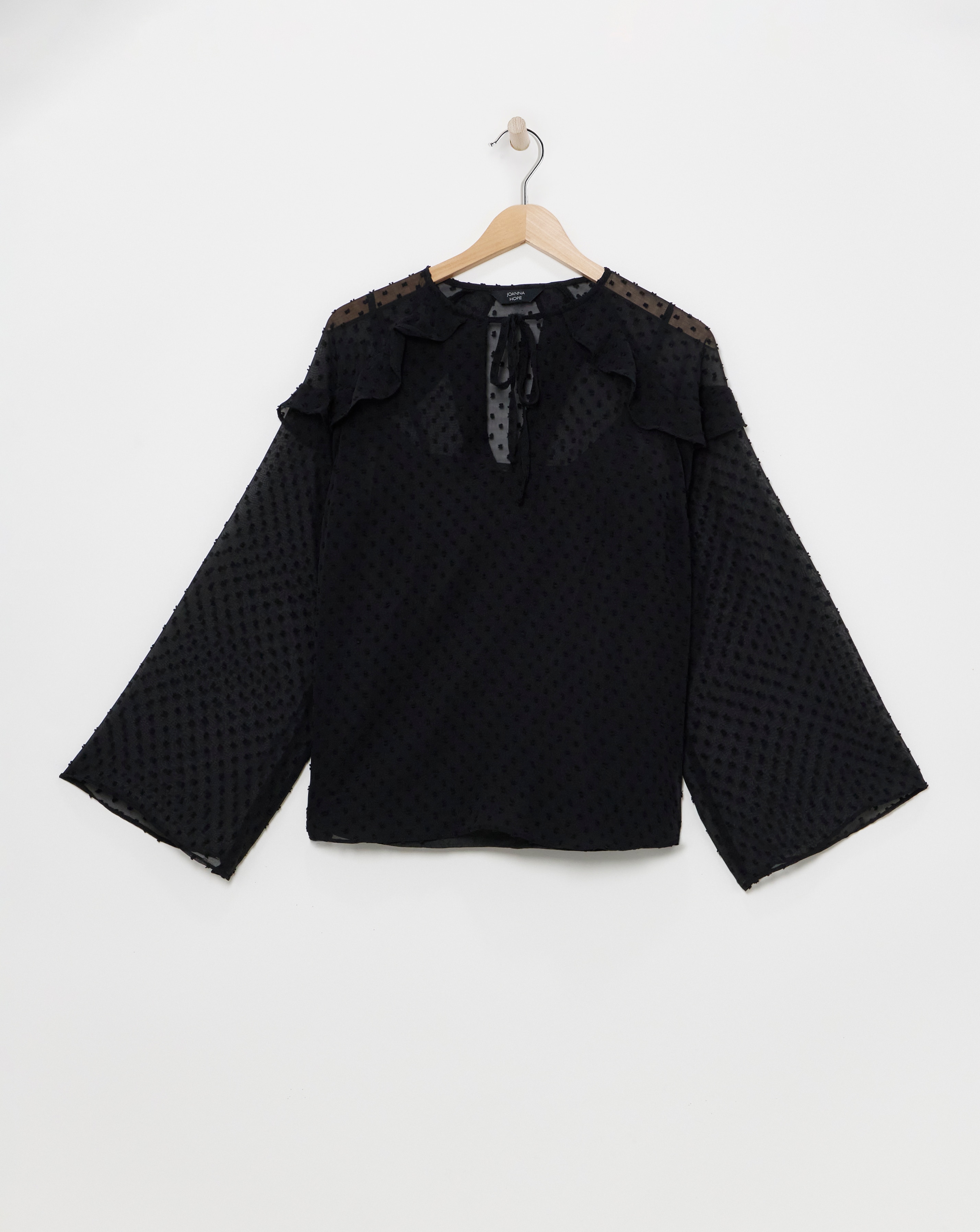 Joanna Hope Dobby Spot Ruffle Blouse