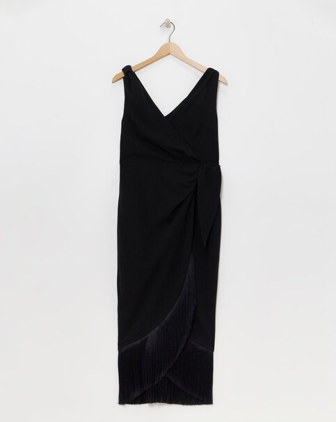 Joanna Hope Wrap Dress With Fringing