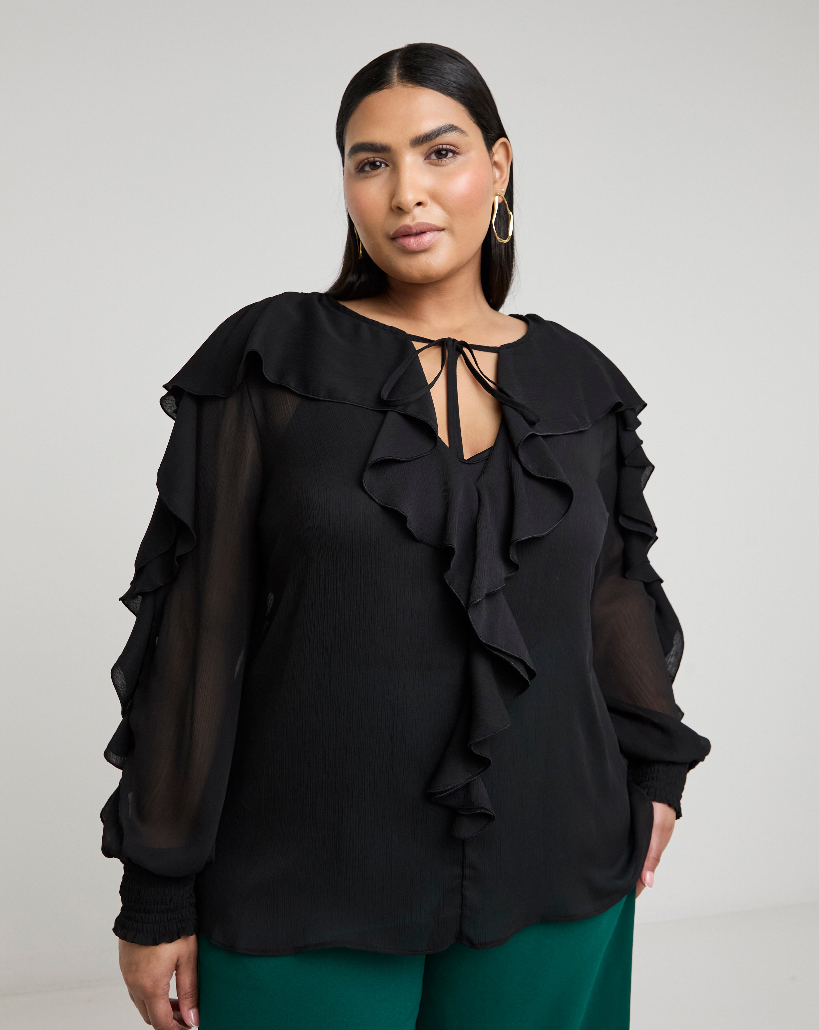 Joanna Hope Romantic Ruffle Blouse