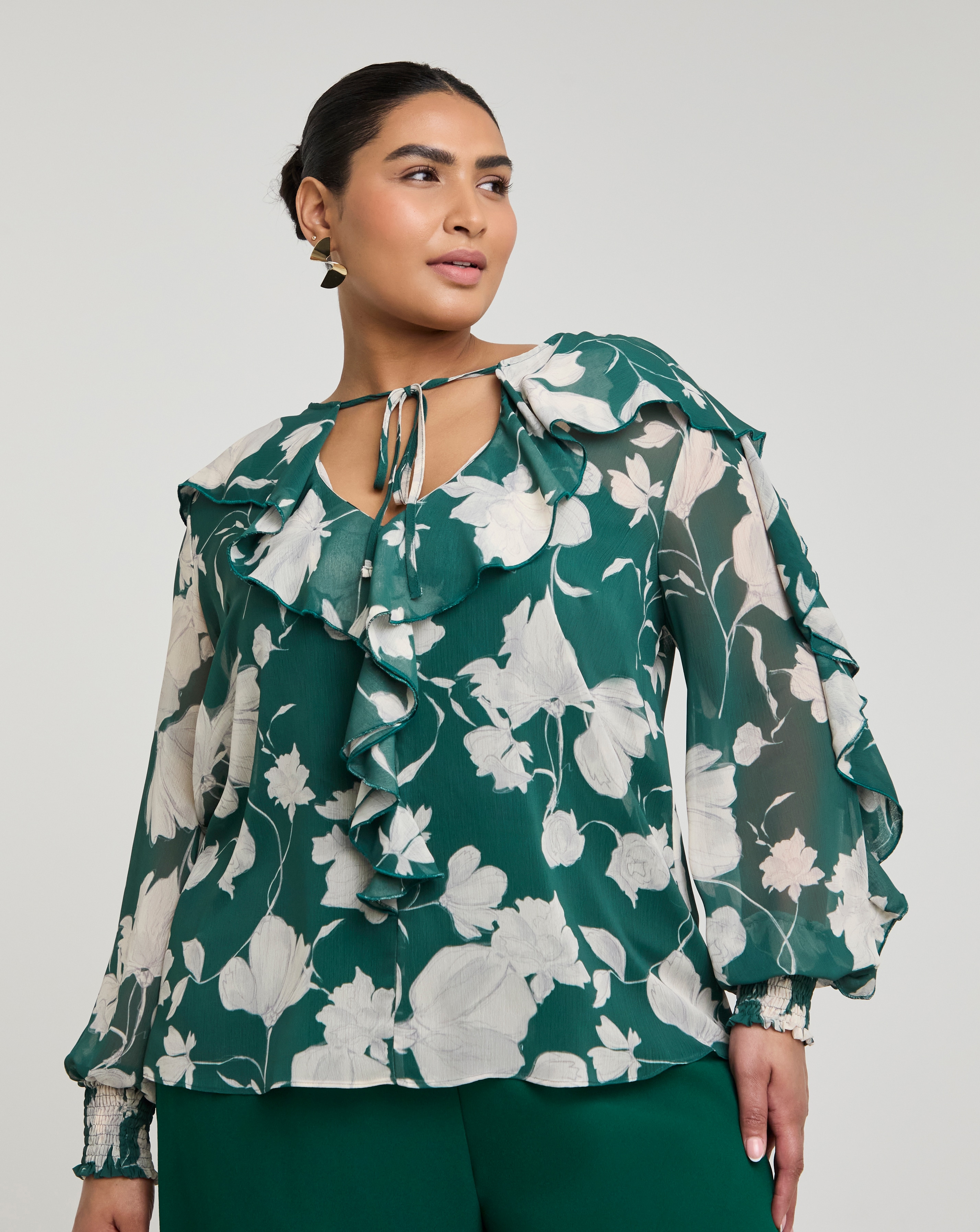Joanna Hope Romantic Ruffle Blouse
