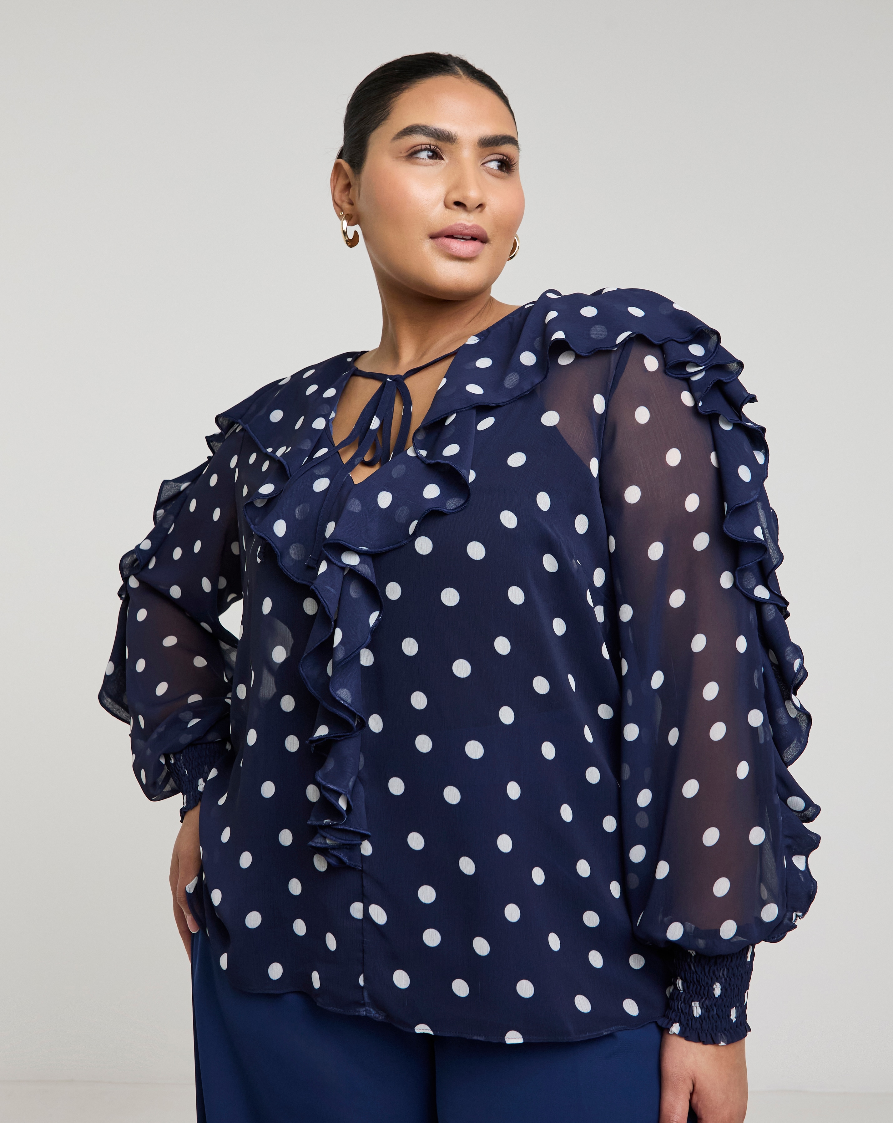 Joanna Hope Romantic Ruffle Blouse