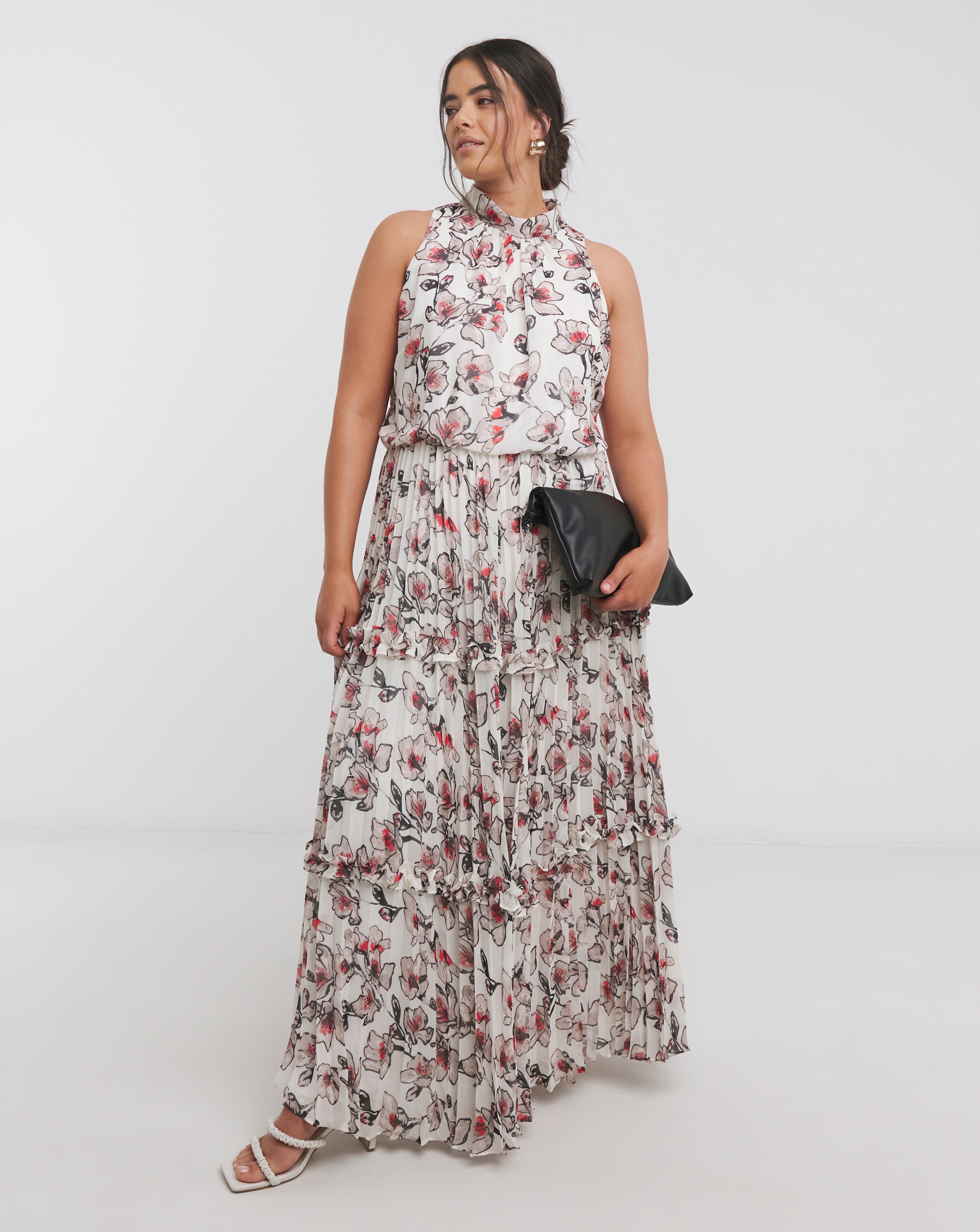 Joanna Hope Ruffle Pleated Dress