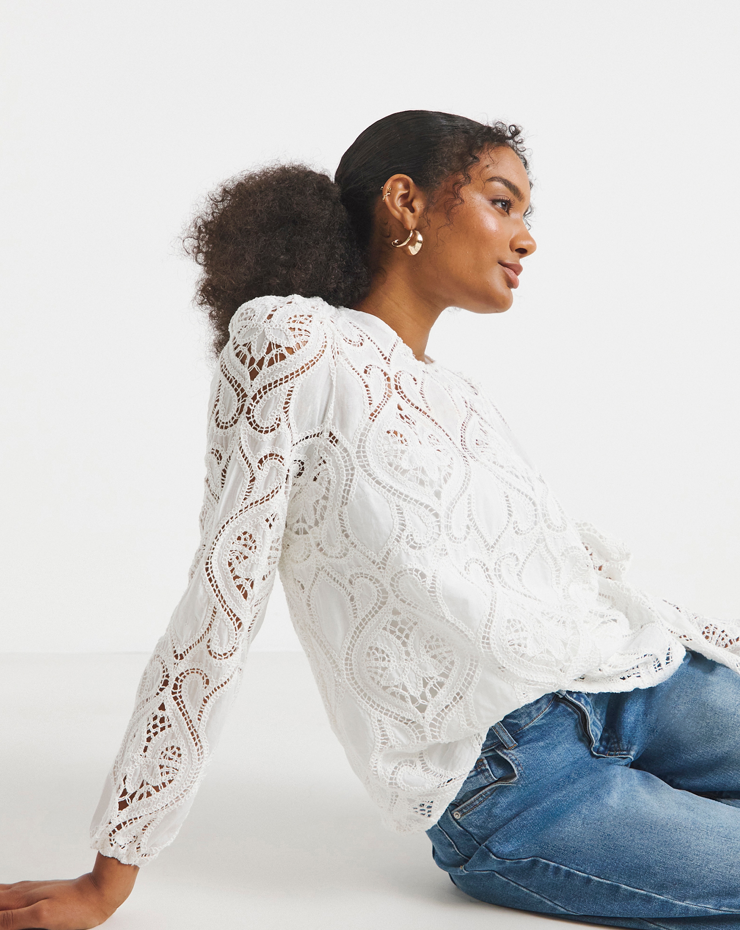 Joanna Hope Premium Broderie Blouse